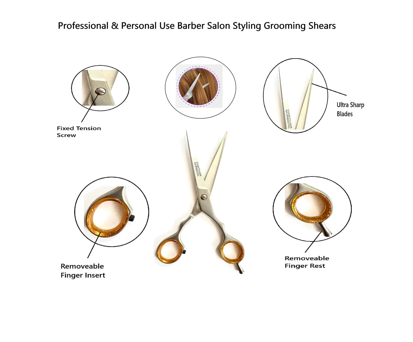 Stainless Steel 6.5 Inch Sand Finish Professional & Personal Multiple Use Hair Cutting Salon Barber Sharp Edge Men,Women,and Adult Hair Dresser Scissors