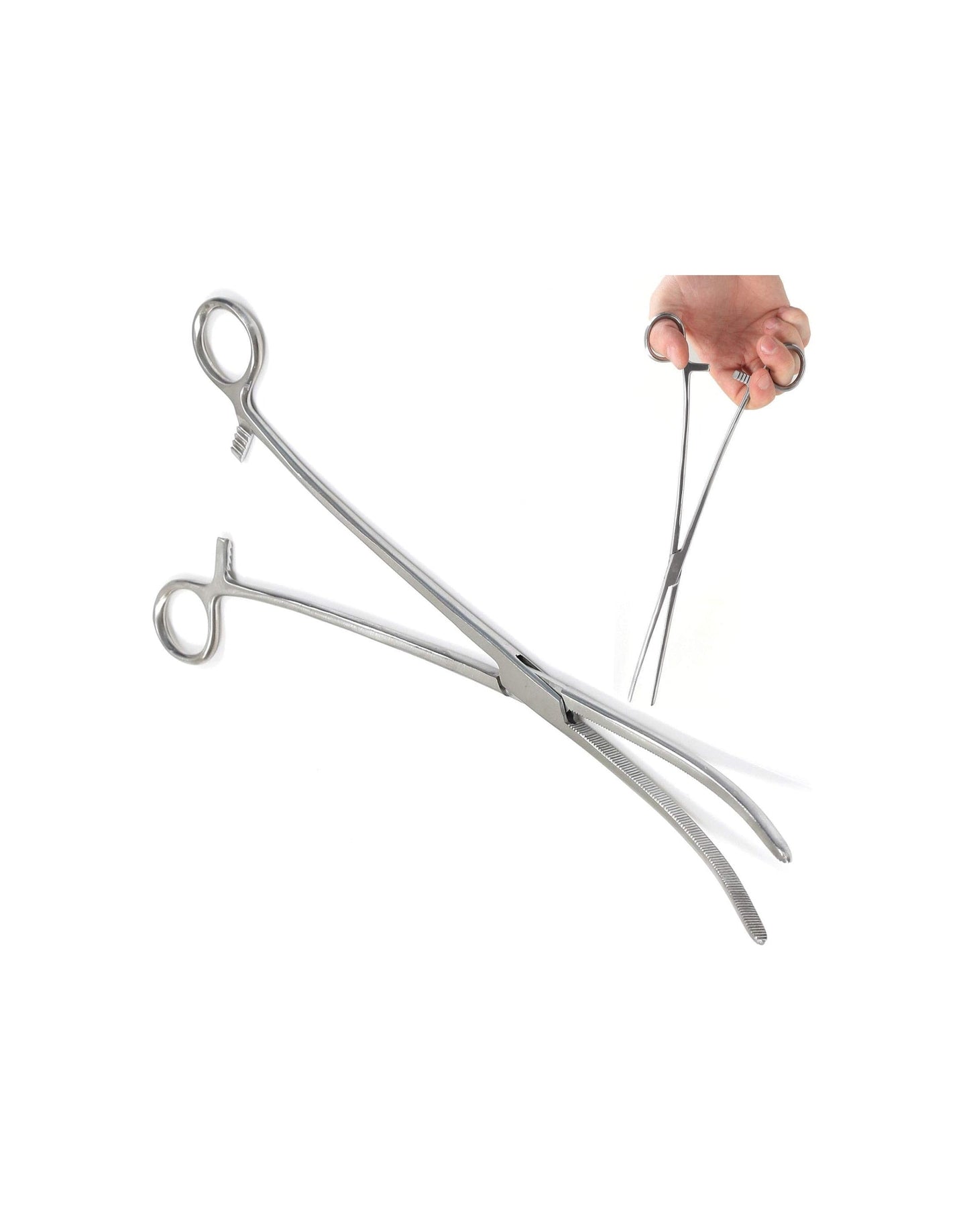 Fishing Forceps - Stainless Steel Hook Remover Forceps with 10'' locking clamp in curved and straight designs for secure hook removal.