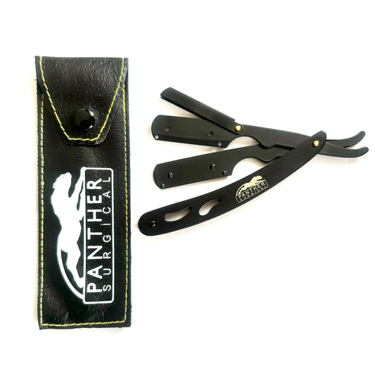 Stainless Steel Gold Plated Head Line Up Shape Beard Shaving Razor Handle with Panther Case Blades Not Included